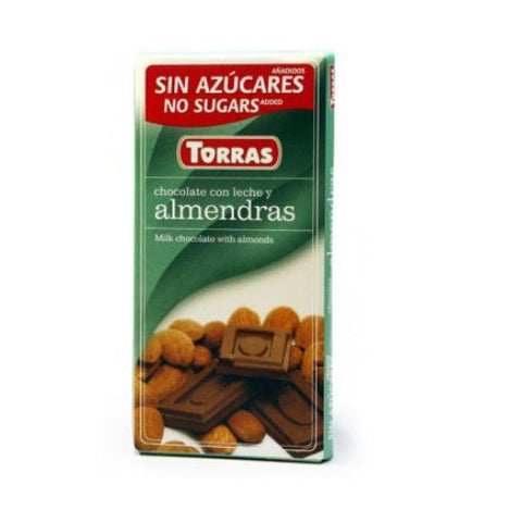 Torras Leche Zero Sugar Milk & Almond Chocolate 75g